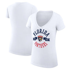 NHL White Florida Panthers G-III 4Her by Carl Banks Women's Super-Slim Fit Lightweight City Graphic V-Neck T-Shirt