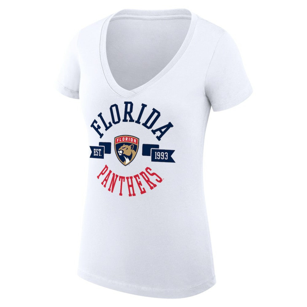 NHL White Florida Panthers G-III 4Her by Carl Banks Women's Super-Slim Fit Lightweight City Graphic V-Neck T-Shirt