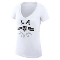 NHL White Los Angeles Kings G-III 4Her by Carl Banks Women's Super-Slim Fit Lightweight City Graphic V-Neck T-Shirt
