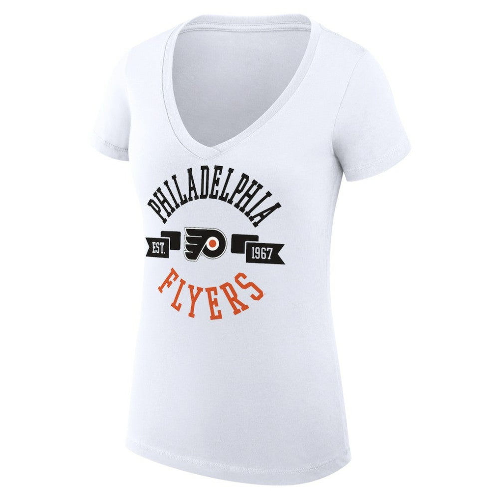 NHL White Philadelphia Flyers G-III 4Her by Carl Banks Women's Super-Slim Fit Lightweight City Graphic V-Neck T-Shirt
