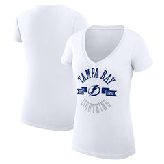 NHL White Tampa Bay Lightning G-III 4Her by Carl Banks Women's Super-Slim Fit Lightweight City Graphic V-Neck T-Shirt