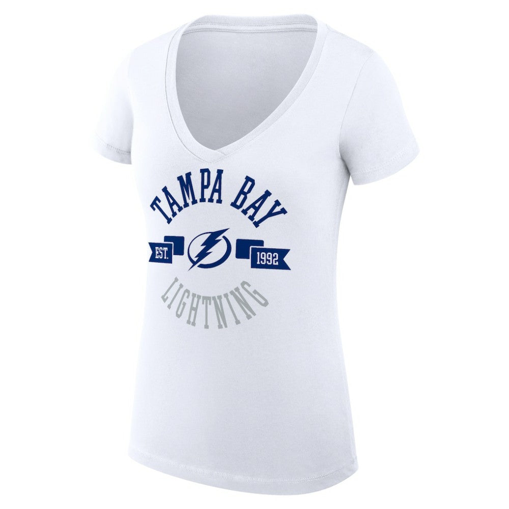 NHL White Tampa Bay Lightning G-III 4Her by Carl Banks Women's Super-Slim Fit Lightweight City Graphic V-Neck T-Shirt