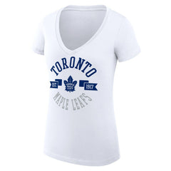 NHL White Toronto Maple Leafs G-III 4Her by Carl Banks Women's Super-Slim Fit Lightweight City Graphic V-Neck T-Shirt