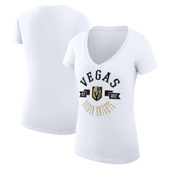 NHL White Vegas Golden Knights G-III 4Her by Carl Banks Women's Super-Slim Fit Lightweight City Graphic V-Neck T-Shirt