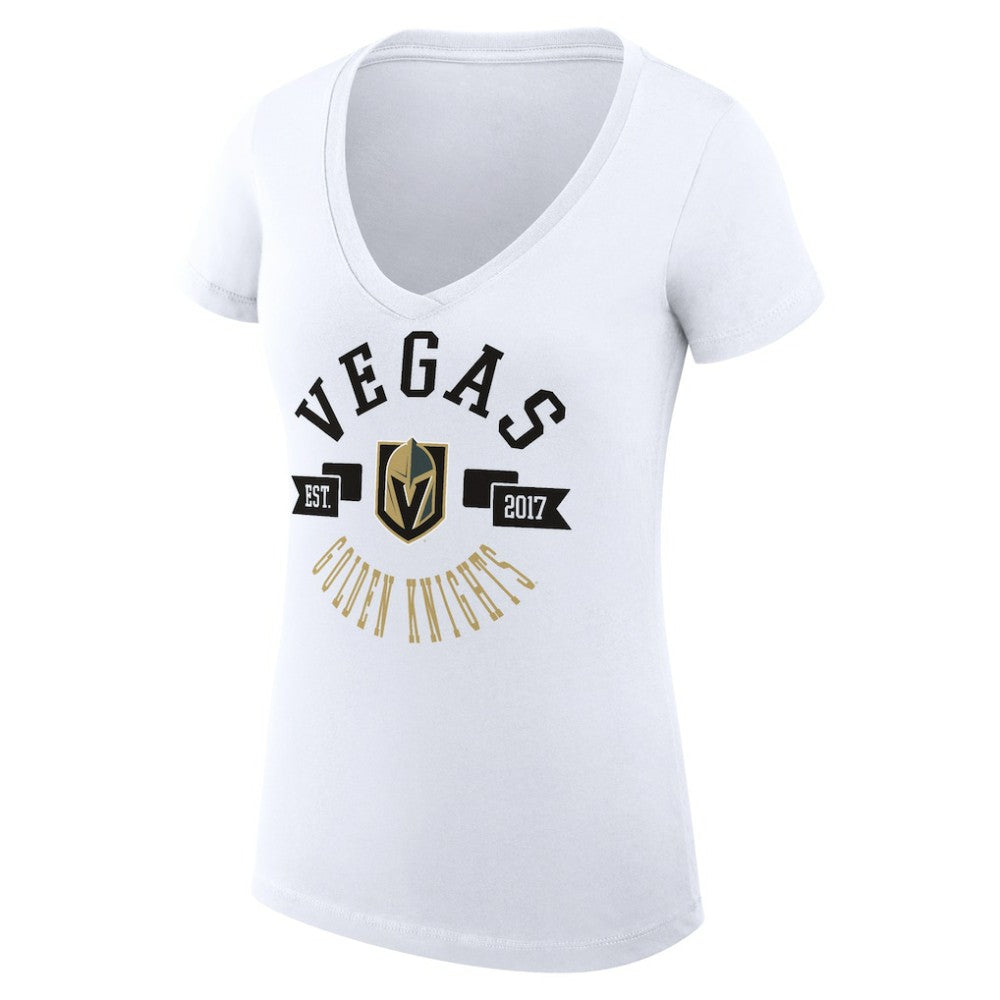 NHL White Vegas Golden Knights G-III 4Her by Carl Banks Women's Super-Slim Fit Lightweight City Graphic V-Neck T-Shirt