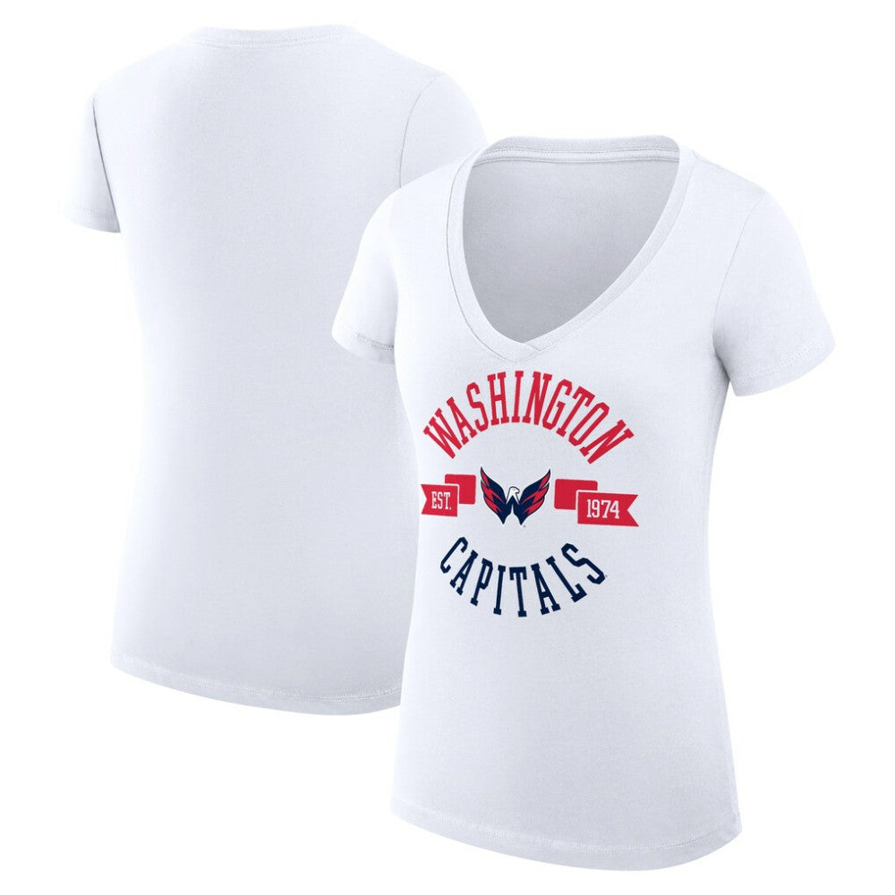NHL White Washington Capitals G-III 4Her by Carl Banks Women's Super-Slim Fit Lightweight City Graphic V-Neck T-Shirt