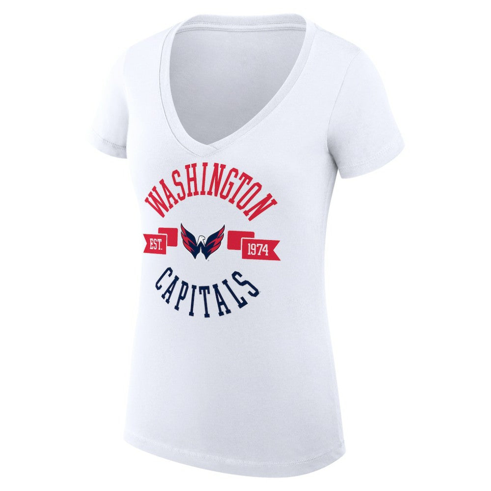 NHL White Washington Capitals G-III 4Her by Carl Banks Women's Super-Slim Fit Lightweight City Graphic V-Neck T-Shirt