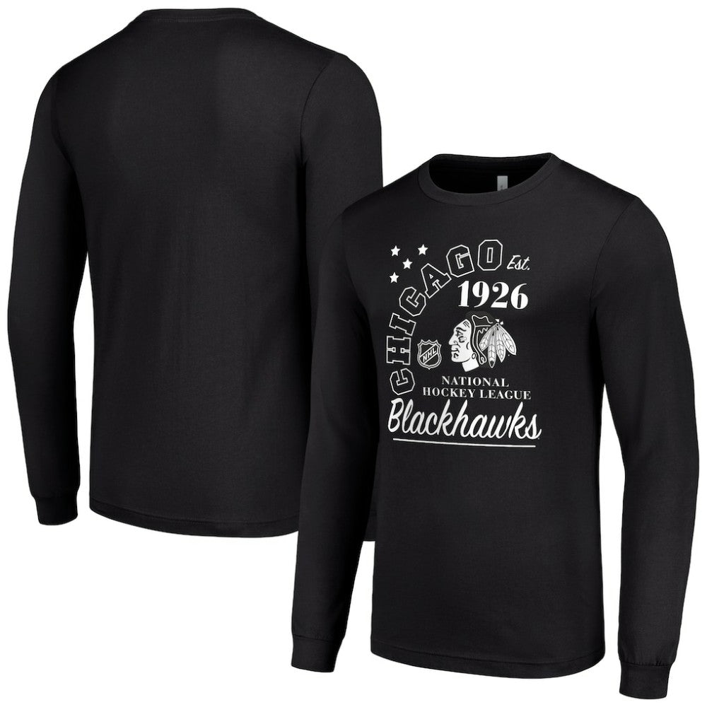 NHL Black Chicago Blackhawks Starter Arch City Theme Graphic Long Sleeve T-Shirt