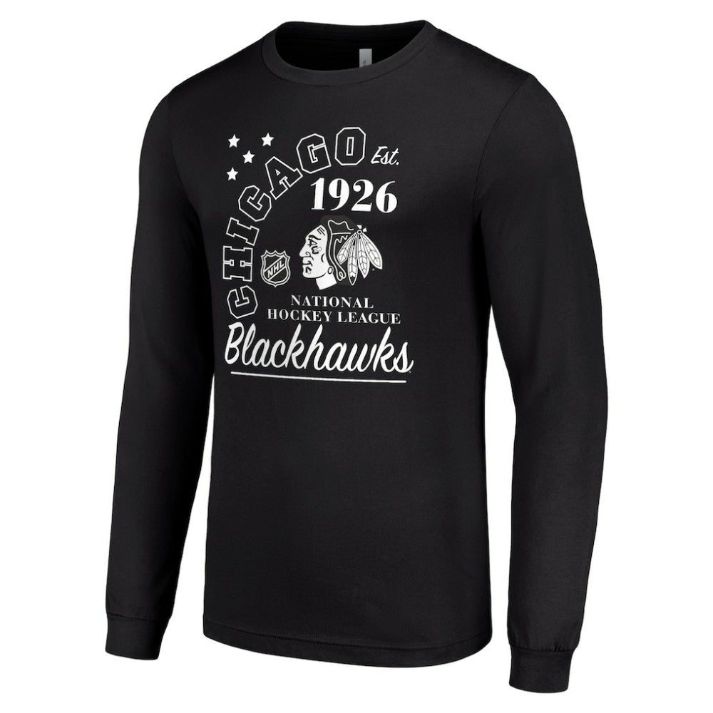 NHL Black Chicago Blackhawks Starter Arch City Theme Graphic Long Sleeve T-Shirt