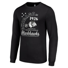 NHL Black Chicago Blackhawks Starter Arch City Theme Graphic Long Sleeve T-Shirt