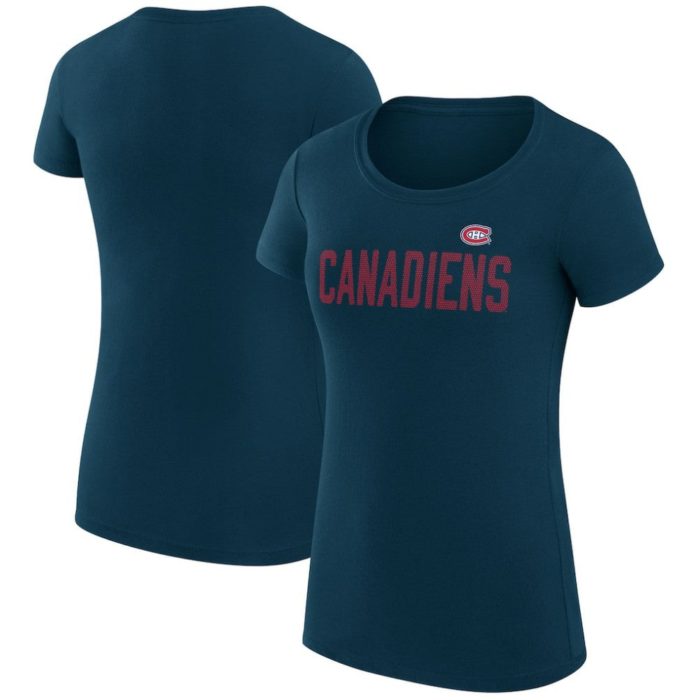 NHL Navy Montreal Canadiens G-III 4Her by Carl Banks Women's Super-Slim Fit Lightweight Dot Print Team T-Shirt