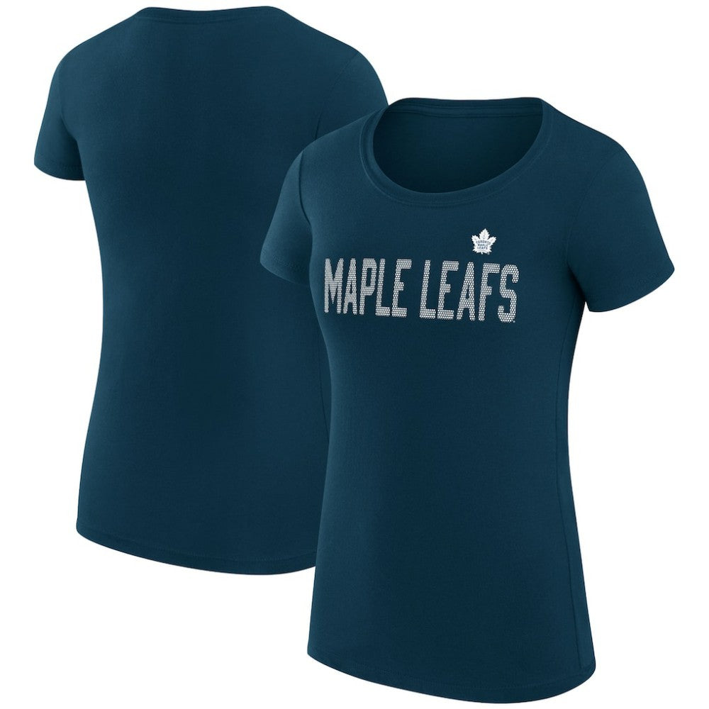 NHL Navy Toronto Maple Leafs G-III 4Her by Carl Banks Women's Super-Slim Fit Lightweight Dot Print Team T-Shirt