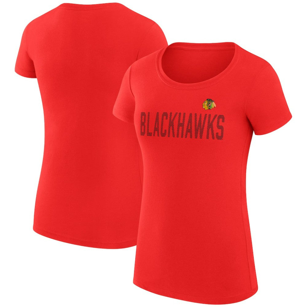 NHL Red Chicago Blackhawks G-III 4Her by Carl Banks Women's Super-Slim Fit Lightweight Dot Print Team T-Shirt