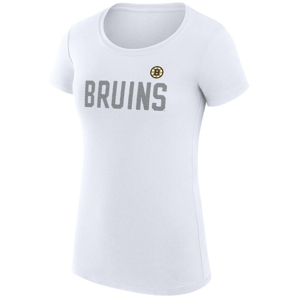 NHL White Boston Bruins G-III 4Her by Carl Banks Women's Super-Slim Fit Lightweight Dot Print Team T-Shirt