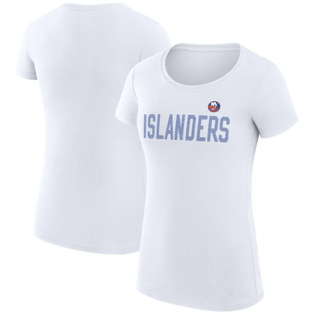 NHL White New York Islanders G-III 4Her by Carl Banks Women's Super-Slim Fit Lightweight Dot Print Team T-Shirt