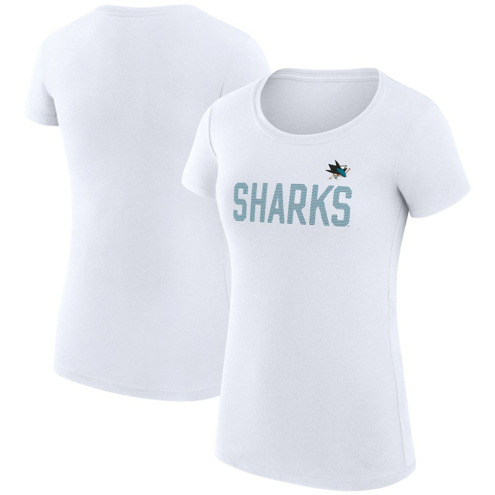 NHL White San Jose Sharks G-III 4Her by Carl Banks Women's Super-Slim Fit Lightweight Dot Print Team T-Shirt