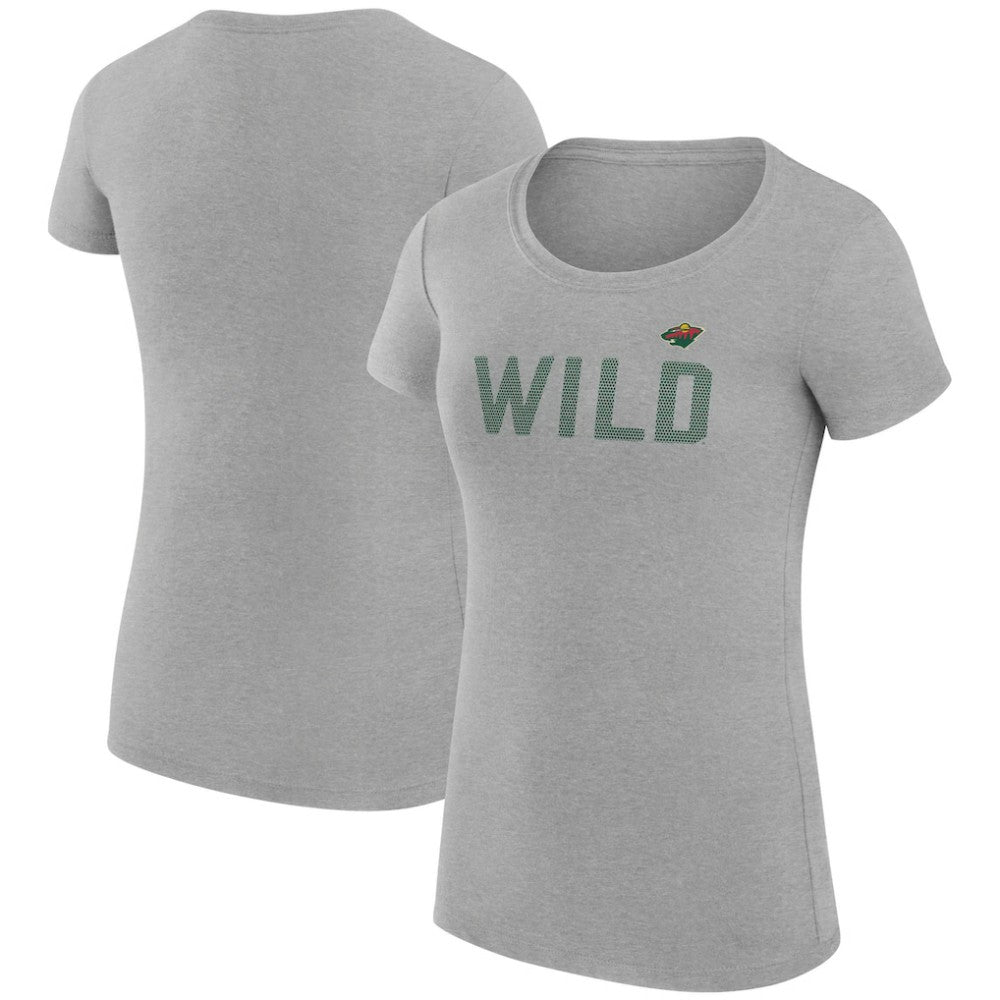 NHL Heather Gray Minnesota Wild G-III 4Her by Carl Banks Women's Super-Slim Fit Lightweight Dot Print Team T-Shirt