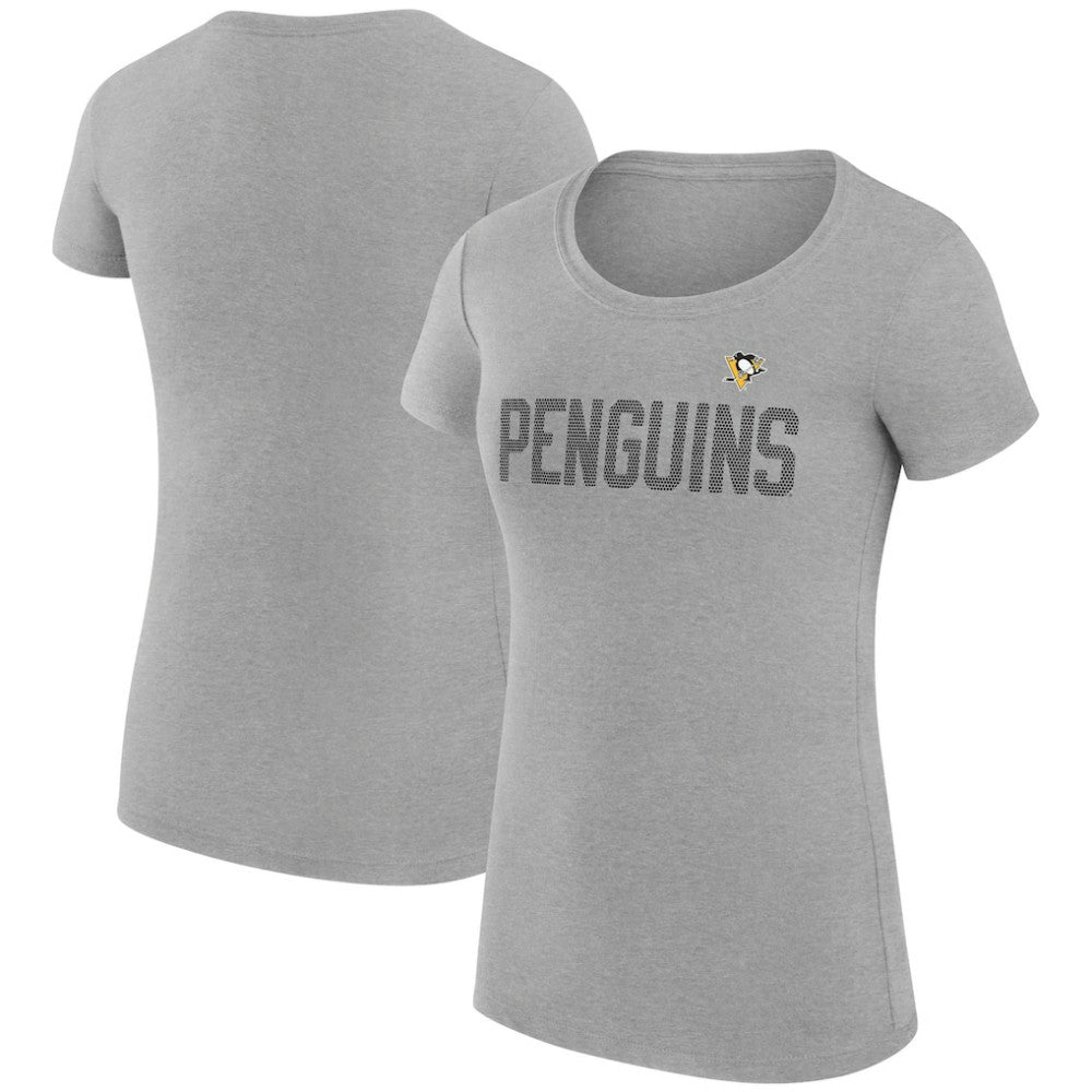 NHL Heather Gray Pittsburgh Penguins G-III 4Her by Carl Banks Women's Super-Slim Fit Lightweight Dot Print Team T-Shirt