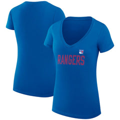 NHL Blue New York Rangers G-III 4Her by Carl Banks Women's Super-Slim Fit Lightweight Dot Print Team V-Neck T-Shirt