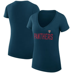 NHL Navy Florida Panthers G-III 4Her by Carl Banks Women's Super-Slim Fit Lightweight Dot Print Team V-Neck T-Shirt