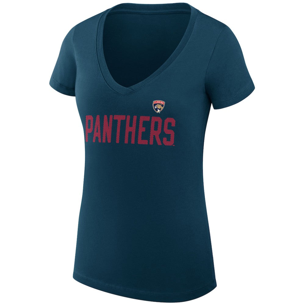 NHL Navy Florida Panthers G-III 4Her by Carl Banks Women's Super-Slim Fit Lightweight Dot Print Team V-Neck T-Shirt