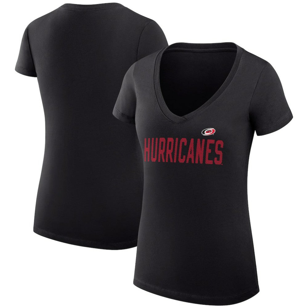 NHL Black Carolina Hurricanes G-III 4Her by Carl Banks Women's Super-Slim Fit Lightweight Dot Print Team V-Neck T-Shirt