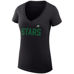 NHL Black Dallas Stars G-III 4Her by Carl Banks Women's Super-Slim Fit Lightweight Dot Print Team V-Neck T-Shirt