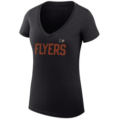 NHL Black Philadelphia Flyers G-III 4Her by Carl Banks Women's Super-Slim Fit Lightweight Dot Print Team V-Neck T-Shirt