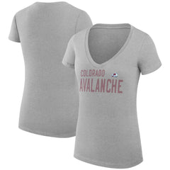 NHL Heather Gray Colorado Avalanche G-III 4Her by Carl Banks Women's Super-Slim Fit Lightweight Dot Print Team V-Neck T-Shirt