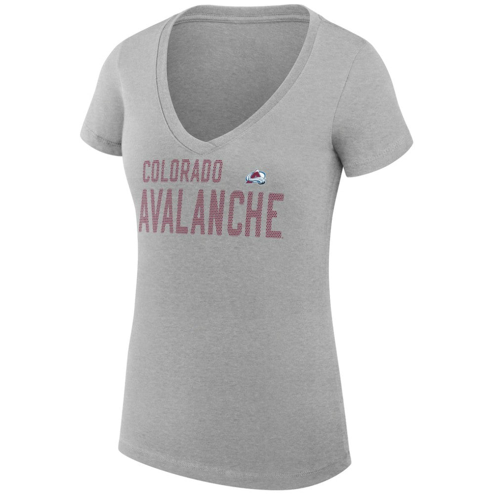 NHL Heather Gray Colorado Avalanche G-III 4Her by Carl Banks Women's Super-Slim Fit Lightweight Dot Print Team V-Neck T-Shirt