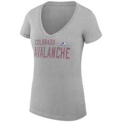 NHL Heather Gray Colorado Avalanche G-III 4Her by Carl Banks Women's Super-Slim Fit Lightweight Dot Print Team V-Neck T-Shirt