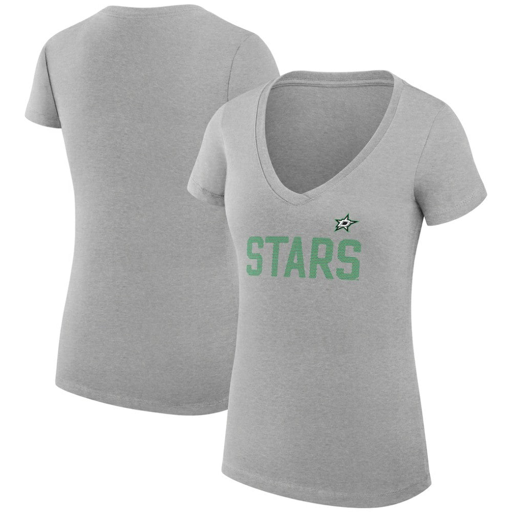 NHL Heather Gray Dallas Stars G-III 4Her by Carl Banks Women's Super-Slim Fit Lightweight Dot Print Team V-Neck T-Shirt