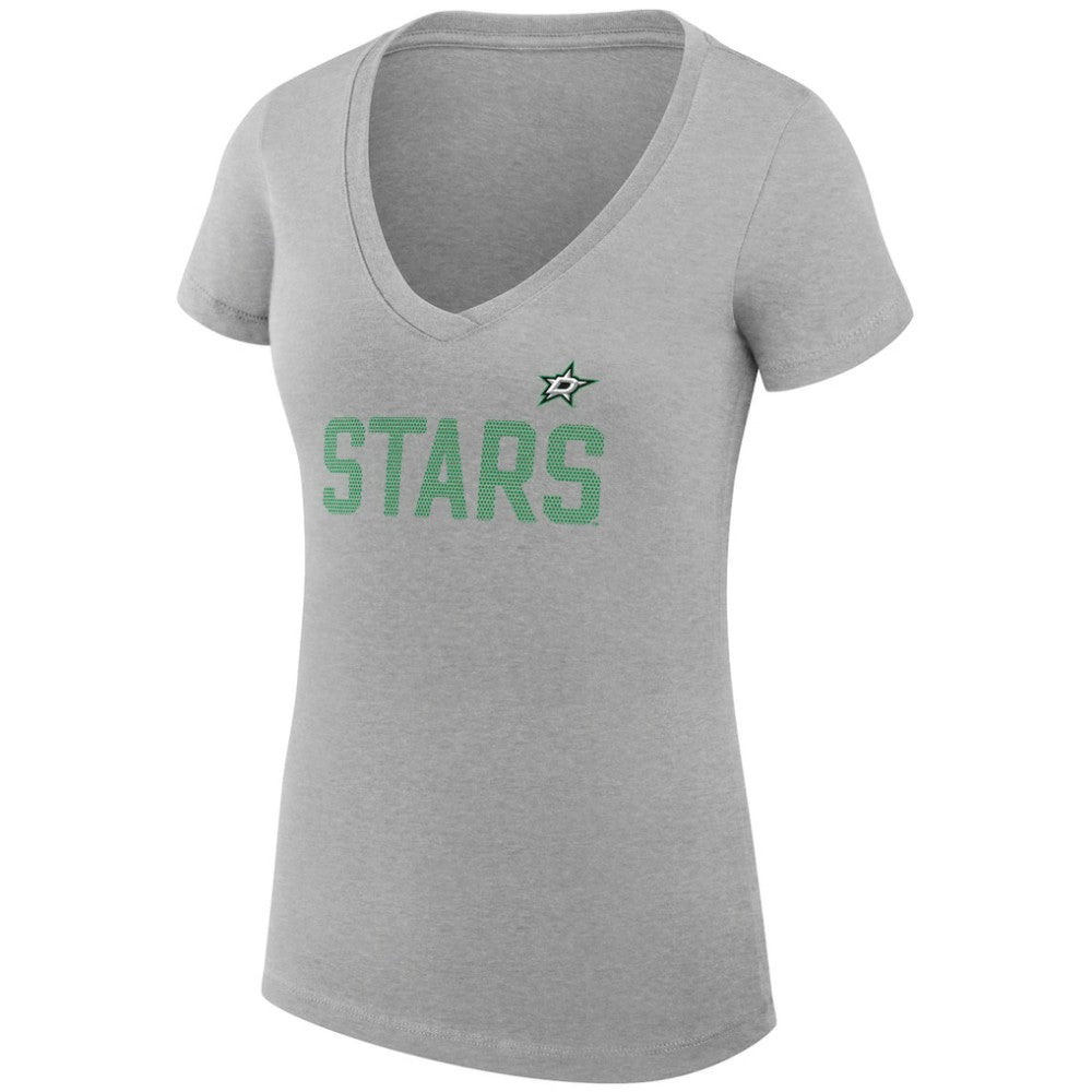 NHL Heather Gray Dallas Stars G-III 4Her by Carl Banks Women's Super-Slim Fit Lightweight Dot Print Team V-Neck T-Shirt