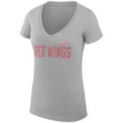 NHL Heather Gray Detroit Red Wings G-III 4Her by Carl Banks Women's Super-Slim Fit Lightweight Dot Print Team V-Neck T-Shirt
