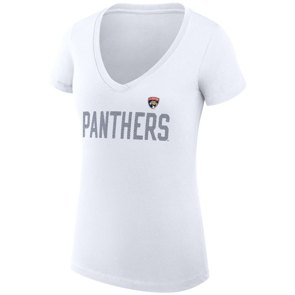 NHL White Florida Panthers G-III 4Her by Carl Banks Women's Super-Slim Fit Lightweight Dot Print Team V-Neck T-Shirt
