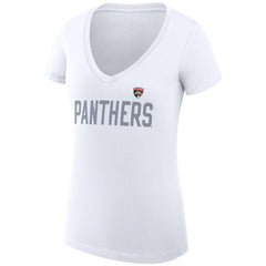 NHL White Florida Panthers G-III 4Her by Carl Banks Women's Super-Slim Fit Lightweight Dot Print Team V-Neck T-Shirt