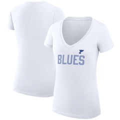 NHL White St. Louis Blues G-III 4Her by Carl Banks Women's Super-Slim Fit Lightweight Dot Print Team V-Neck T-Shirt