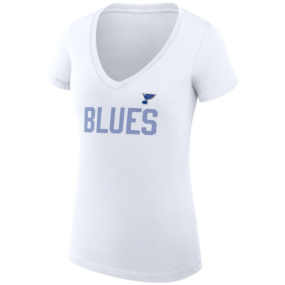 NHL White St. Louis Blues G-III 4Her by Carl Banks Women's Super-Slim Fit Lightweight Dot Print Team V-Neck T-Shirt