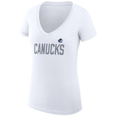 NHL White Vancouver Canucks G-III 4Her by Carl Banks Women's Super-Slim Fit Lightweight Dot Print Team V-Neck T-Shirt
