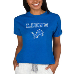 Concepts Sport Women's Tri-Blend Mainstream Terry Short Sleeve Sweatshirt Top - Detroit Lions