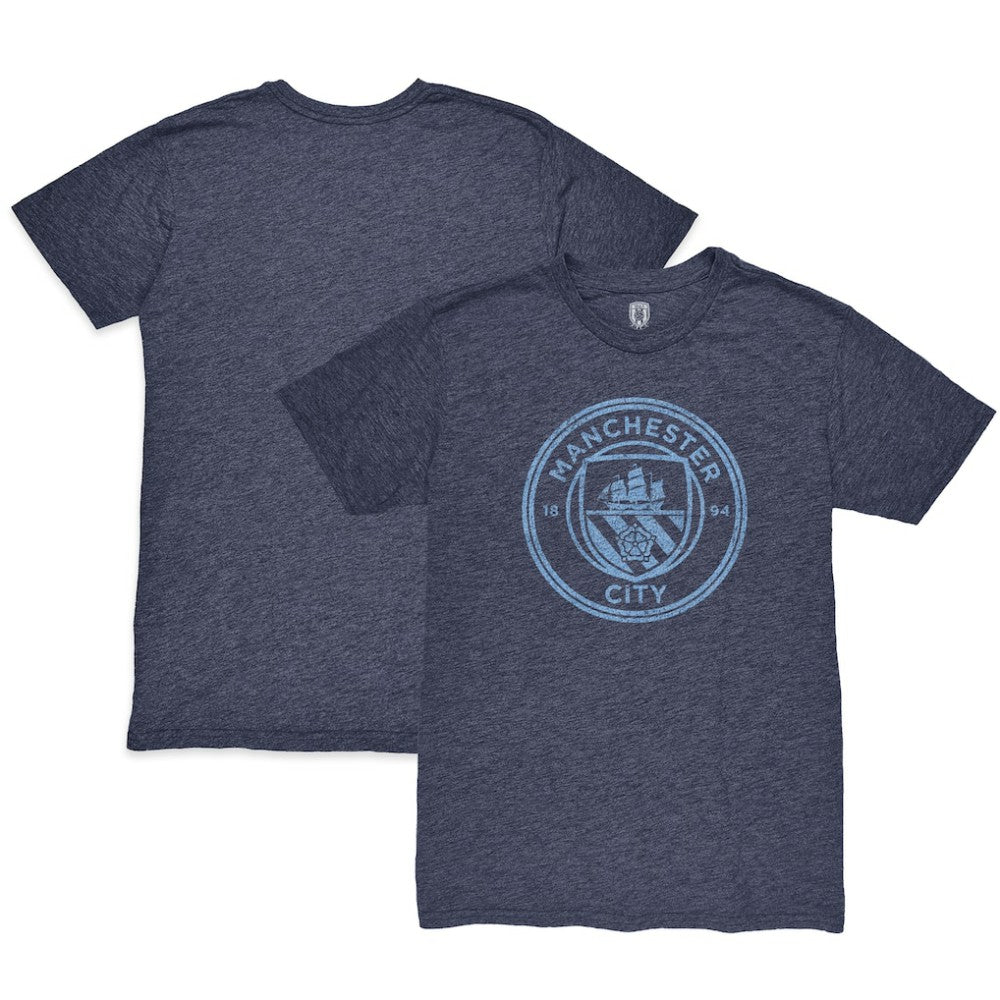 Manchester City Color Crest Twisted Tri-Blend T-Shirt -  Heather Navy