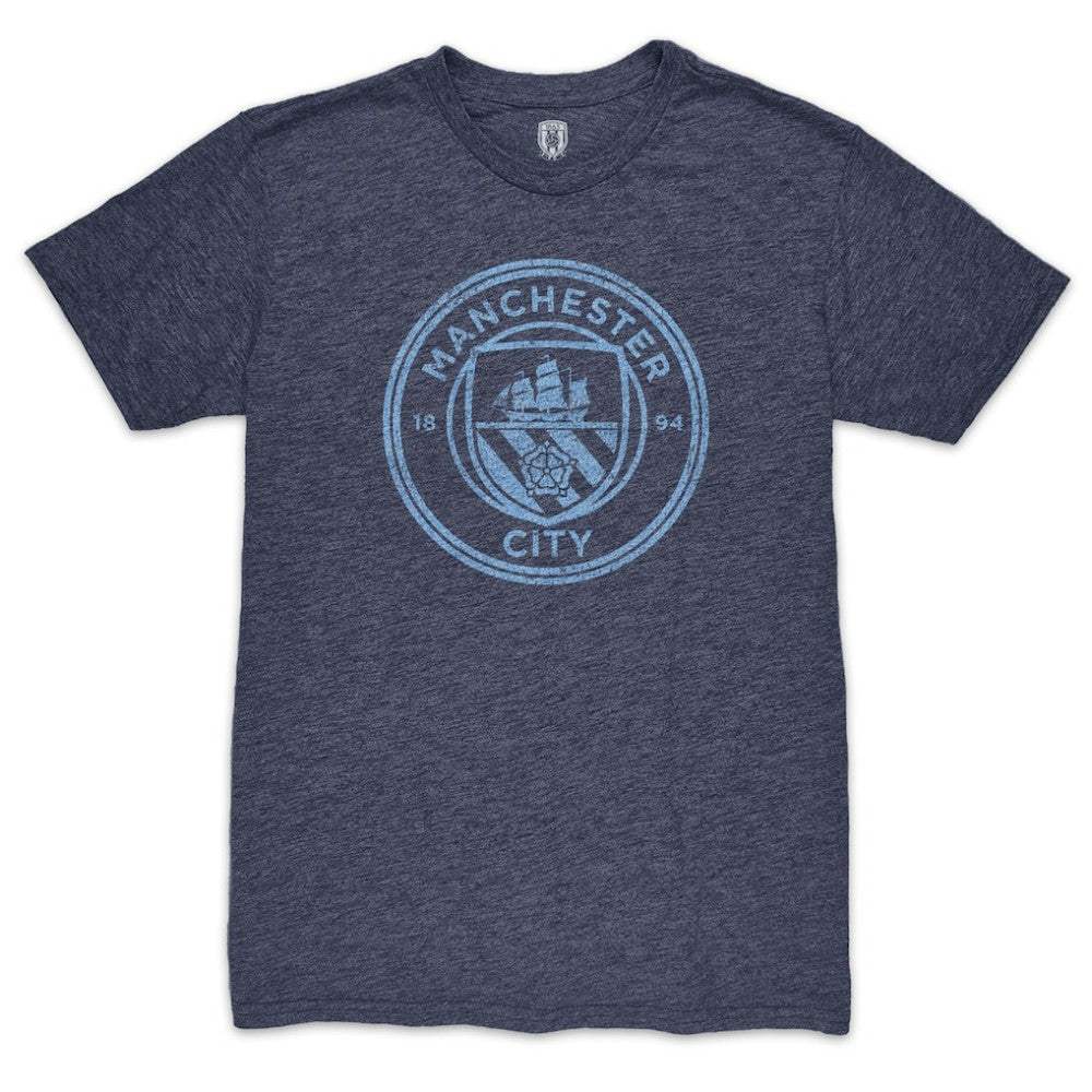Manchester City Color Crest Twisted Tri-Blend T-Shirt -  Heather Navy