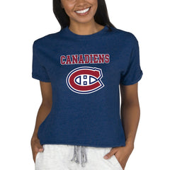 NHL Navy Montreal Canadiens Concepts Sport Women's Tri-Blend Mainstream Terry Short Sleeve Sweatshirt Top