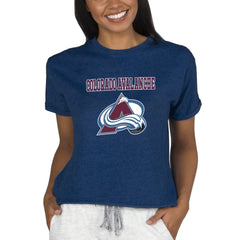NHL Navy Colorado Avalanche Concepts Sport Women's Tri-Blend Mainstream Terry Short Sleeve Sweatshirt Top