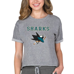 NHL Heather Gray San Jose Sharks Concepts Sport Women's Tri-Blend Mainstream Terry Short Sleeve Sweatshirt Top