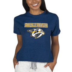 NHL Navy Nashville Predators Concepts Sport Women's Tri-Blend Mainstream Terry Short Sleeve Sweatshirt Top