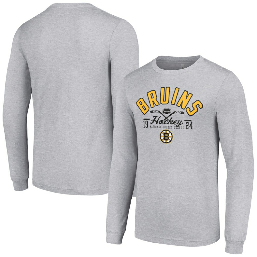 NHL Heather Gray Boston Bruins Starter Puck Long Sleeve T-Shirt