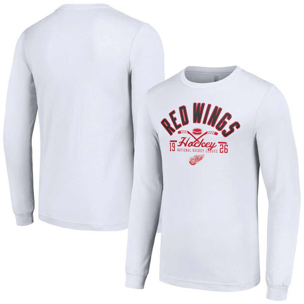 NHL White Detroit Red Wings Starter Puck Long Sleeve T-Shirt