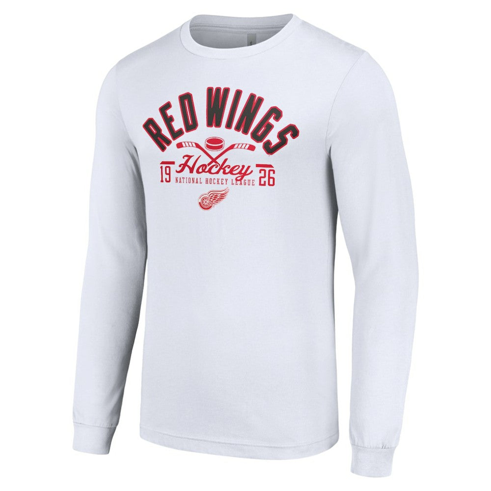 NHL White Detroit Red Wings Starter Puck Long Sleeve T-Shirt