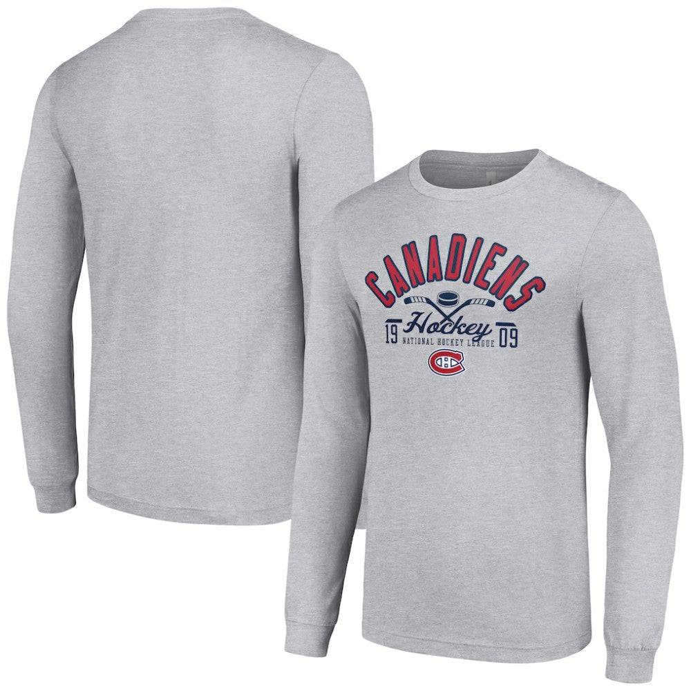 NHL Heather Gray Montreal Canadiens Starter Puck Long Sleeve T-Shirt